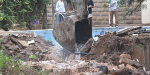 A house being demolished in Kileleshwa.