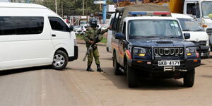 A photo of a police vehicle parked in Kenya