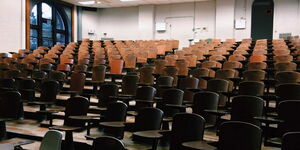 A photo of an empty lecture hall at Maseno University 