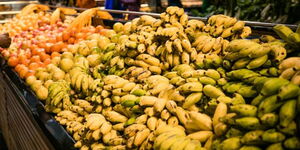 A photo of bananas sold at a local supermarket in Nairobi. 