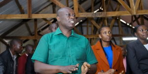 A photo of Deputy President Rigathi Gachagua and Second Lady Dorcas Rigathi attend a service at the PCEA Ngorano Center Church in Mathira on April 9,  2023.