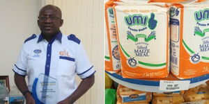 A photo of Grain Industries Limited Minur Thabit (left) and Umi Maize flour produced by GIL (right)