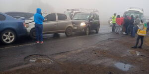 A photo of motorists stranded along the Nairobi-Nakuru Highway on Wednesday August 2, 2023