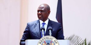 A photo of  President William Ruto during  a past address at State House Nairobi