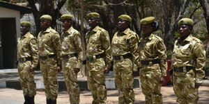 A photo of rangers from the Kenya Wildlife Service (KWS) 