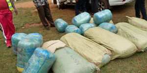 A photo of sacks of bhang seized by DCI on Sunday October 15, 2023  
