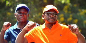 A photo of Saiya Governor James Orengo (in orange) and his deputy William Oduol (in blue)