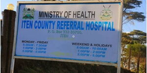 A photo of the entrance of the Iten County Referral Hospital