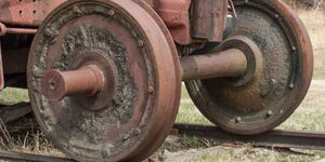 A photo of the train tyres 