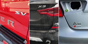 A photo of vehicles from Nissan (left), BMW (centre), and Audi (right) showing the different letters.