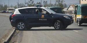 A police car pictured along Mombasa Road, Nairobi in August 2022.
