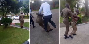 A screengrab of a county officer being chased out of a hospital in Nakuru on January 22, 2024