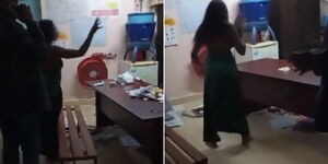 A screengrab of a woman complaining at a hospital in Busia 