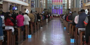 A photo of Kenyans attending a church service in Nairobi