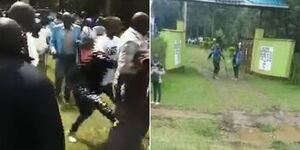 A screengrab of church members fighting outside in Nyeri on January 7, 2024