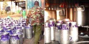 A screengrab of milk confiscated by the police in Nyeri on Friday July 14, 2023