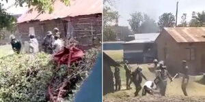 A screengrab of police officers assaulting residents in Kisumu on Friday July 21, 2023