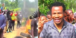 A screengrab of protesters in Mumias joined by MP Peter Salasya on August 7, 2023