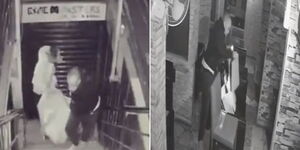 A screengrab of two men stealing electronics from a shop in Nairobi on Sunday January 21, 2024