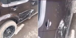A screengrab of vehicle scratched by a police officer on November 4, 2023 