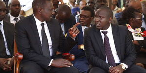 President William Ruto and Senate Majority Leader Aaron Cheruiyot at a burial ceremony in 2019.