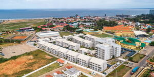 An aerial photo of the Acacia real estate project undertaken by the Grit Real Estate Income Group in Mozambique in August 2018.