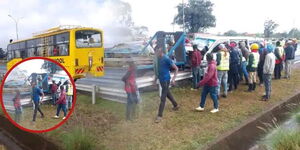 Accident involving school bus and PSV matatu along Thika road on March 30, 2024