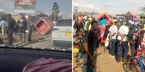 Nairobi residents gather around an accident scene along the Jogoo Road following a bus crash on Tuesday, September 9, 2025.