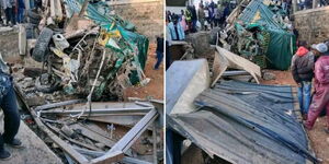 A wreckage of lorry involved in an accident in Kisii County on June 15, 2024