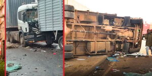 Three of the cars involved in the Thursday morning accident at Muguga area, December 19.