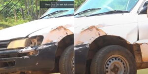 A collage of the vehicle that crashed into Eshilakwe Primary School on Tuesday, February 20, 2024.
