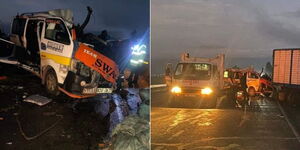 A Matatu Collides With Lorry at Night in Naivasha on November 26, 2023.