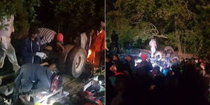 An accident scene at Josa Area along the Wundanyi-Mwatate road in Taita Taveta County.