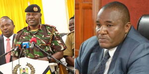 Acting Inspector General of Police Gilbert Masengeli (left) and High Court Judge Lawrence Mugambi.