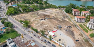 A construction site for affordable houses in Mombasa County near the Buxton Point Project.