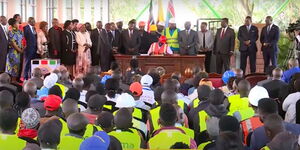 President William Ruto signing the Affordable Housing Bill into law at State House in Nairobi on March 19 