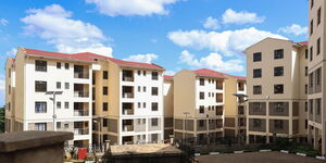 A photo of affordable houses in Embu County undertaken under the government's housing programme in March 2022.