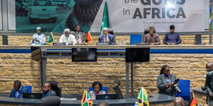 African Heads of State attending the African Union's Peace and Security Council Mini-Summit on the Eastern Democratic Republic of the Congo at the AU Headquarters in Addis Ababa, Ethiopia on February 16, 2024