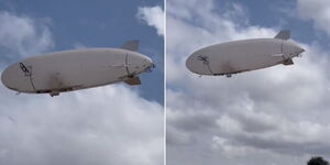 Photo collage of airship during a demonstration exercise on Thursday June 22, 2023
