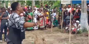 Malindi MP Aisha Jumwa speaking durnig an event in 2018.