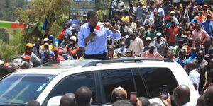 Machakos Governor Alfred Mutua addressing a rally at Chuka town on Friday, October 9, 2020.