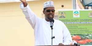 Mandera Governor Ali Roba speaking on February 14, 2020.