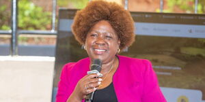 Lands Cabinet Secretary Alice Wahome during the launch of Ardhi Sasa system in Murang'a County on July 8, 2024.