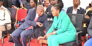  Thika Town MP Alice Ng'ang'a and Interior CS Kithure Kindiki Commissioning Biashara Location Chief's camp in Thia Town, Kiambu County on September 11, 2023