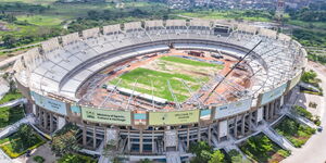 An aerial view of Moi International Sports Centre, Kasarani during ongoing construction works.