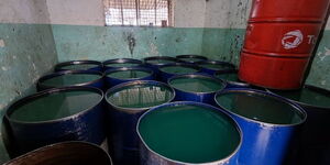 An illegal siphoning den in the Port Reitz area, Mombasa County.
