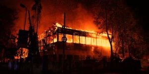 An inferno at the MOWASSCO offices in Mombasa on May 11, 2025.