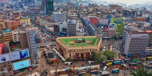 An undated photo of an aerial view of the Kenya National Archives 