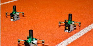 An undated photo of drones