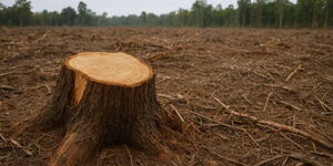 An image showing a deforested area